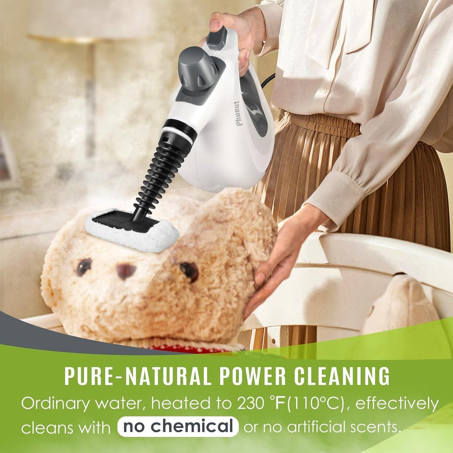 Phueut Handheld Steam Cleaner – Multipurpose Chemical-Free Cleaning System