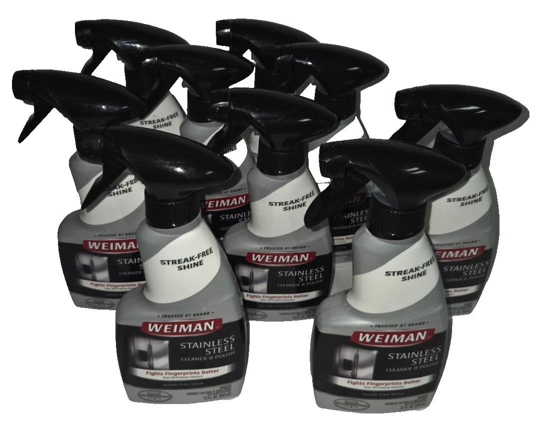 Lot of 9 - Weiman Stainless Steel Cleaner & Polish Spray 12oz Streak-Free Shine