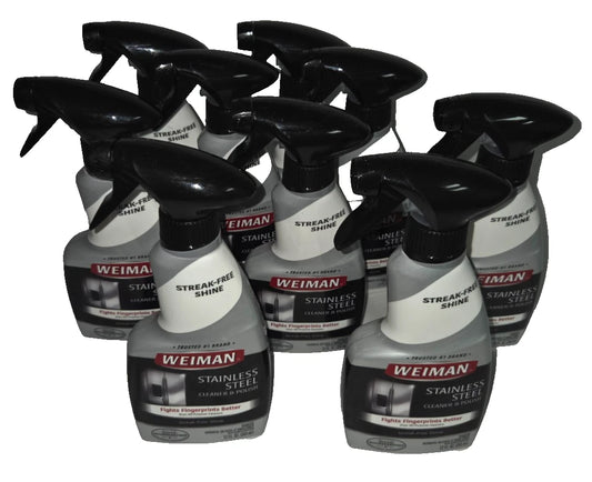Lot of 9 - Weiman Stainless Steel Cleaner & Polish Spray 12oz Streak-Free Shine