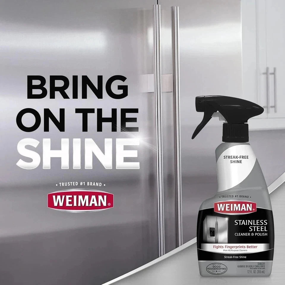 Lot of 9 - Weiman Stainless Steel Cleaner & Polish Spray 12oz Streak-Free Shine