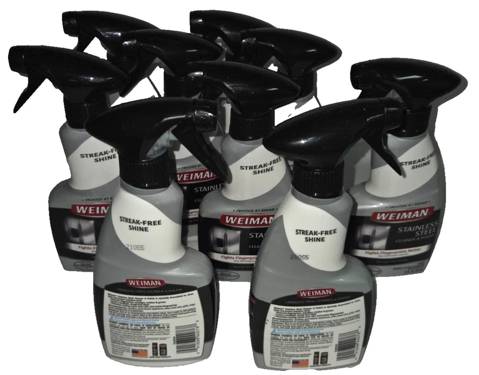 Lot of 9 - Weiman Stainless Steel Cleaner & Polish Spray 12oz Streak-Free Shine