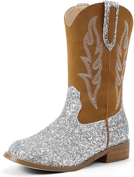 Lot of 5 - Hehainom Blue & Silver Glitter Sequin Cowgirl Boots