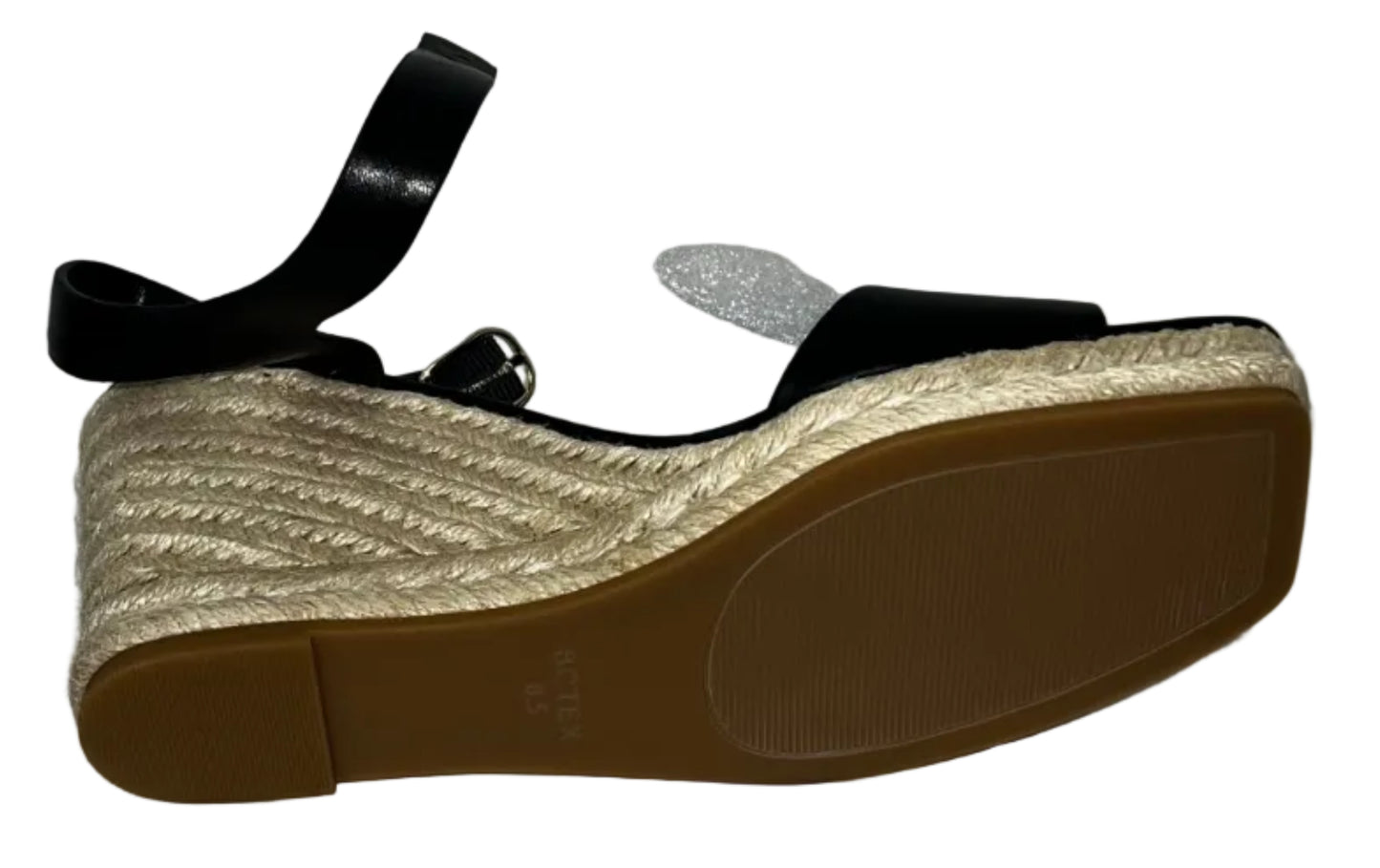 BCTEX COLL Women's Black Espadrille Wedge Sandals Ankle Strap
