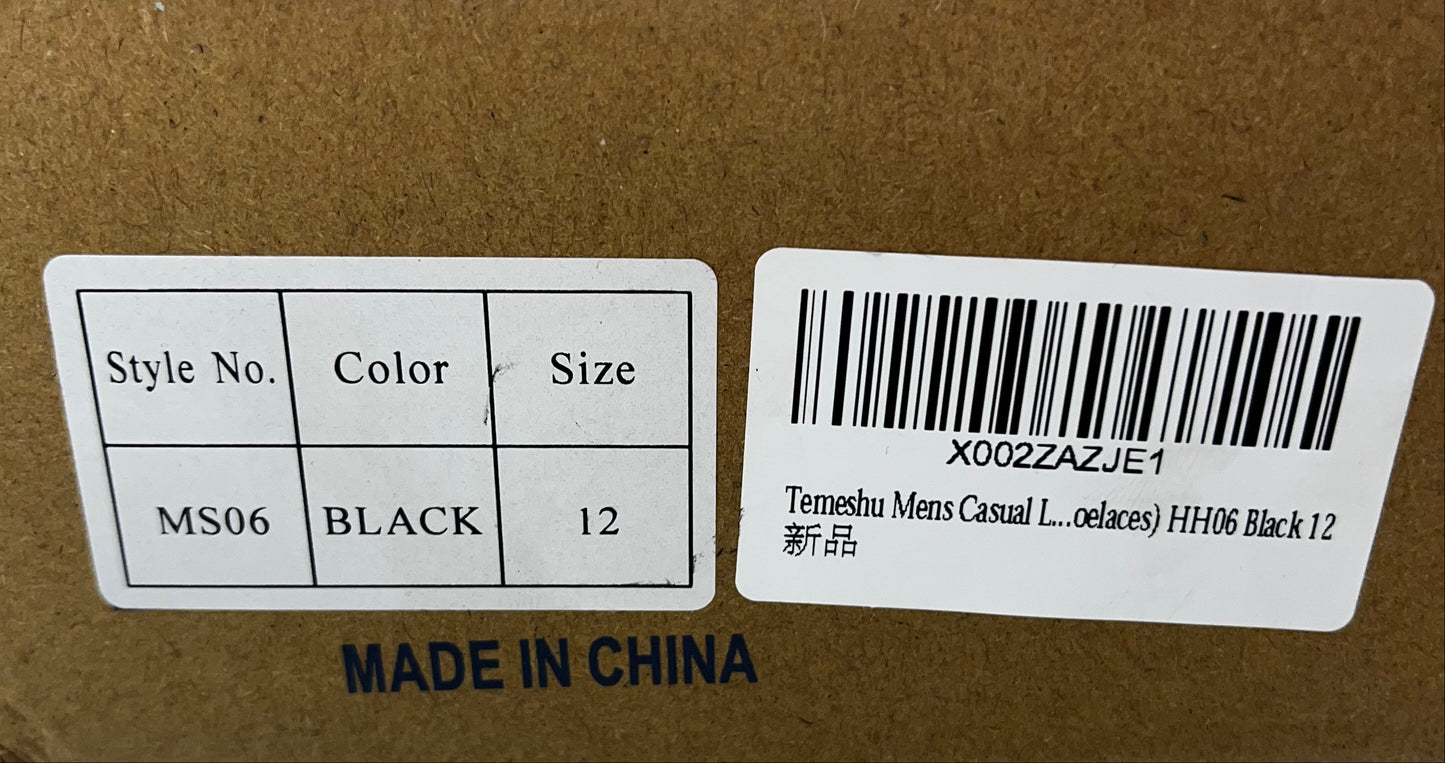Temeshu Men's Black Cap Toe Combat Boots Lace Up Side Zip Ankle Boots