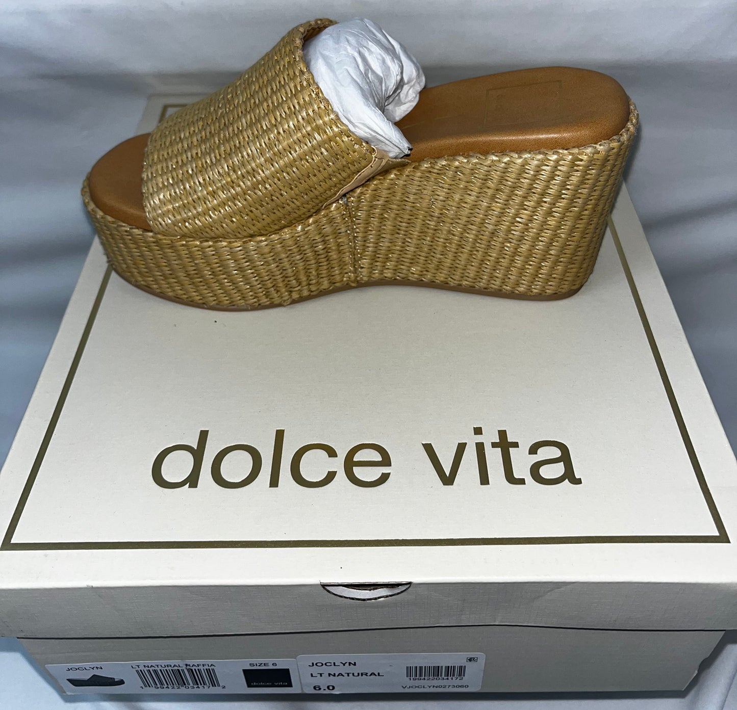 Lot of 3 - Dolce Vita Joclyn Raffia Platform Wedge Slide Sandals Women's Sizes 6 & 8 by Dolce Vita