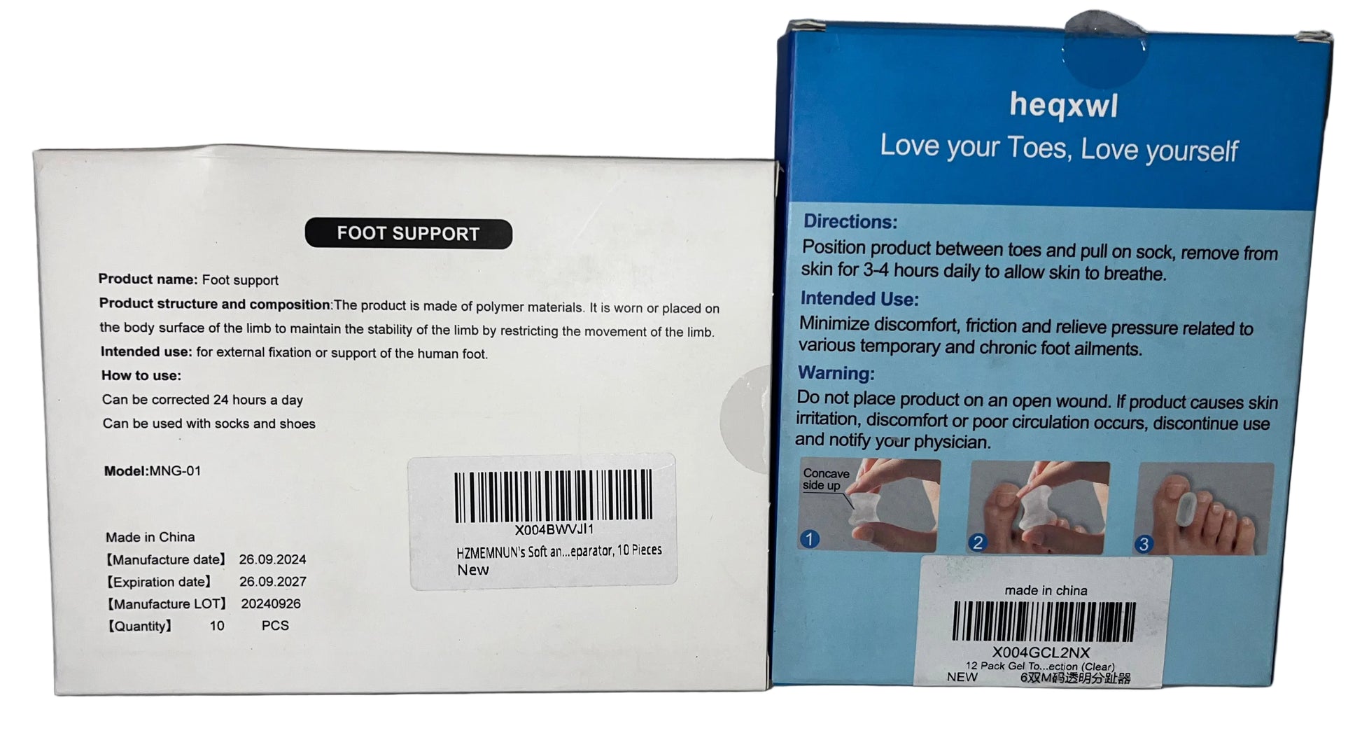 Lot of 4 - Foot Support Toe HZMEMNUN Separator Gel Bunion Relief Care Sets by HZMEMNUN & HEQXWL