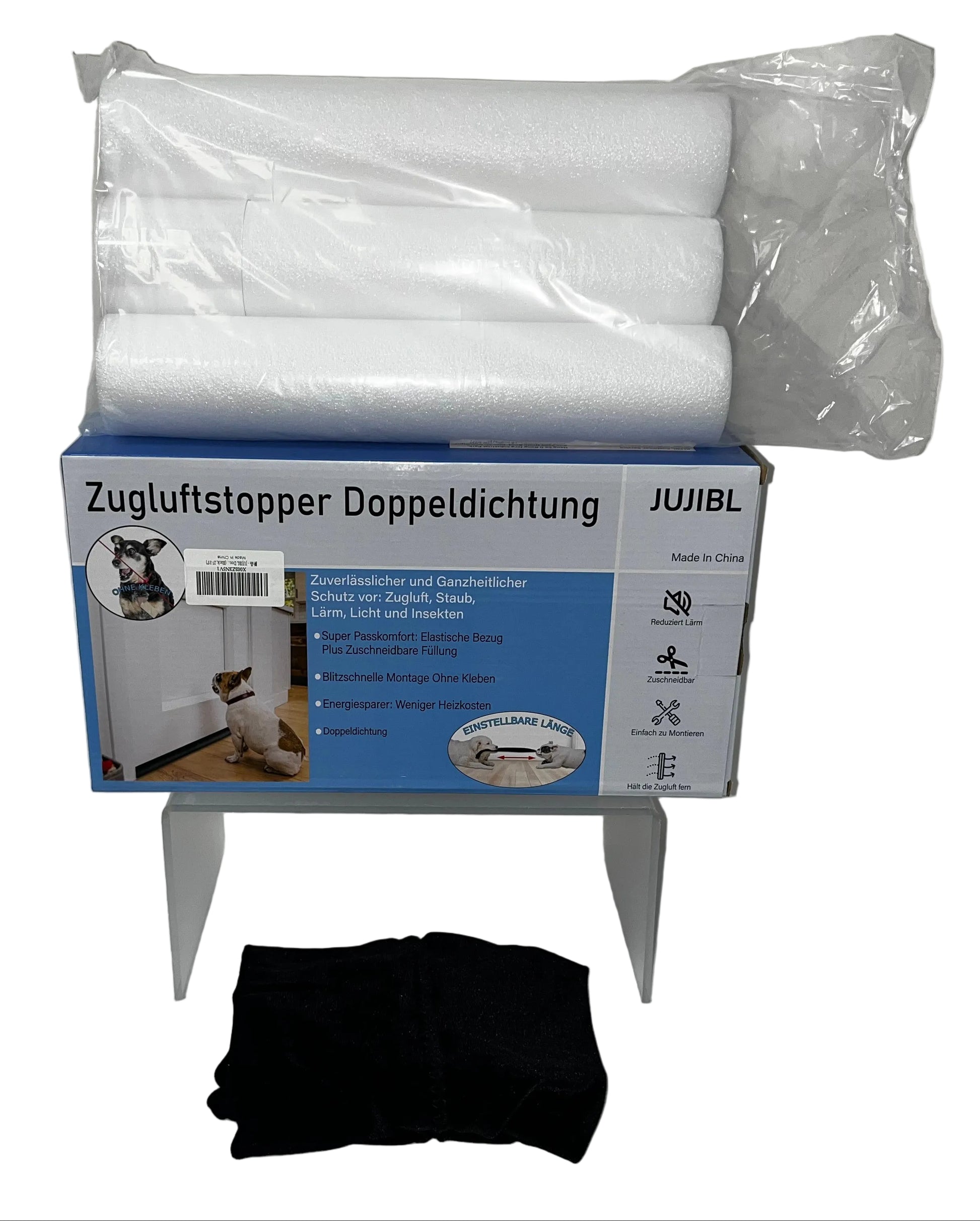 Door Draft Stopper Under Door Seal Adjustable Noise Dust Insect Blocker Black by JUJIBL