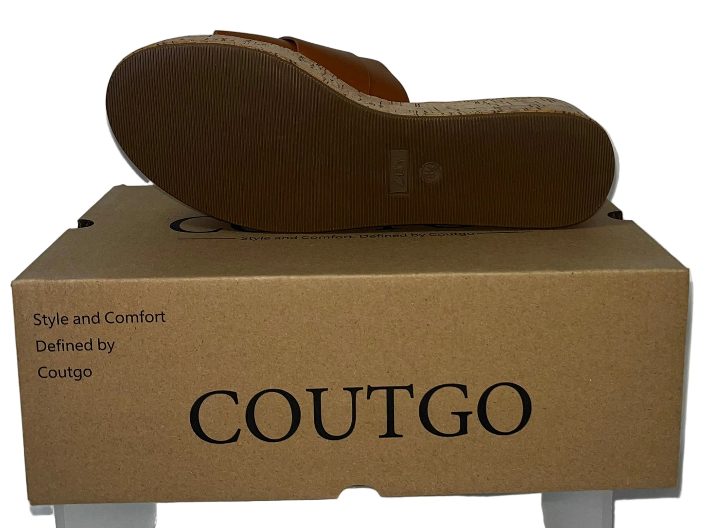 Coutgo Women's Cork Platform Slide Sandals Brown Slip On Buckle Size 8.5 New by Coutgo