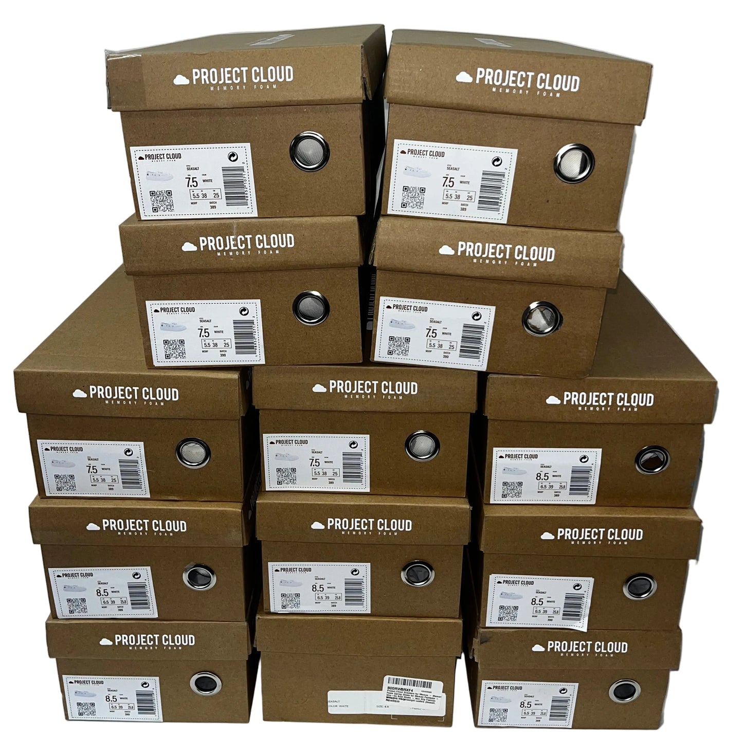 Lot of 13 - Project Cloud Women's White Memory Foam Boat Shoes Sizes 7.5 & 8.5 by Project Cloud