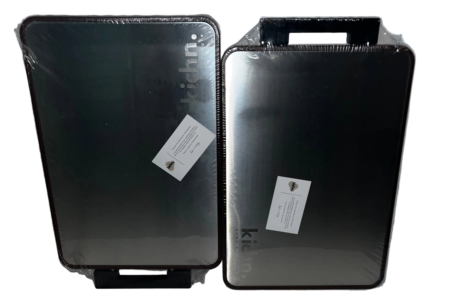 Lot of 2 - Kichn Double Sided Cutting Boards Stainless Steel Bamboo Handle by Kichn
