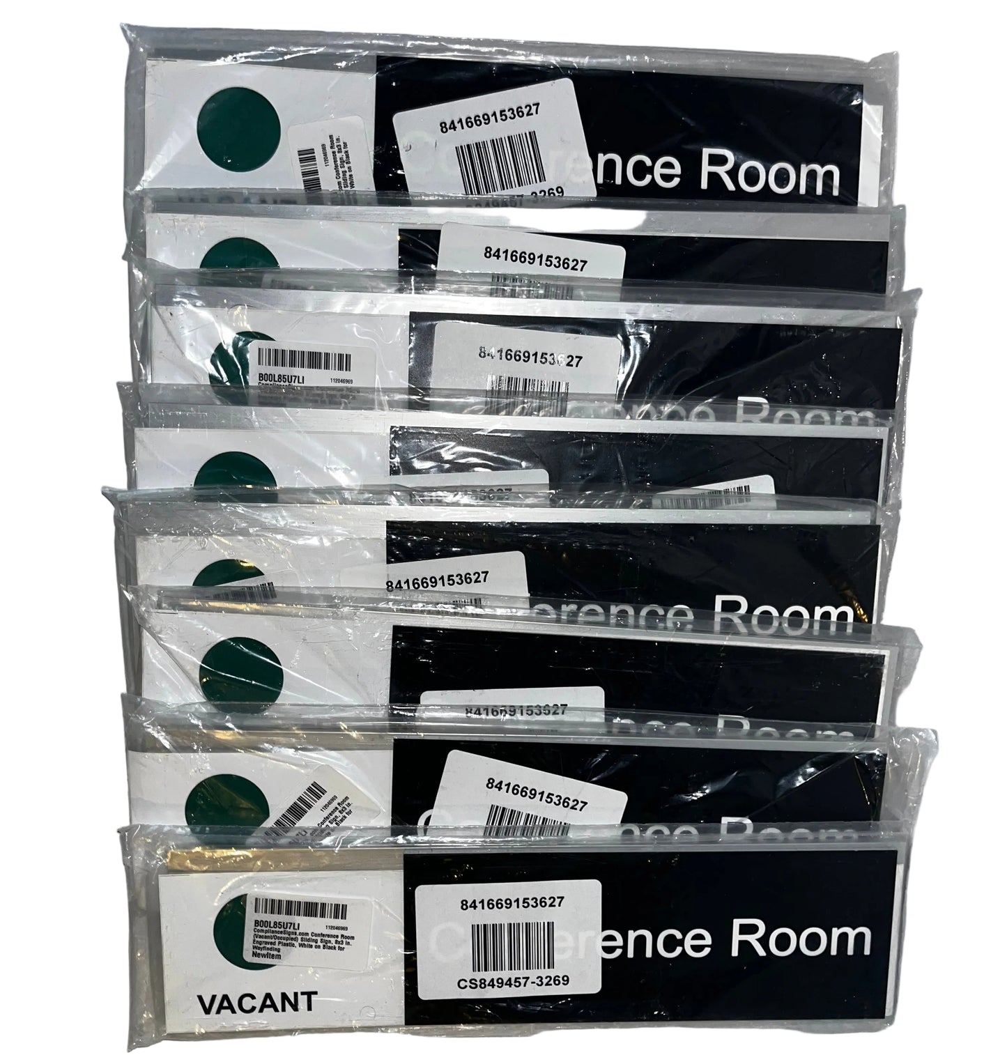 Lot of 8 - Conference Room Occupancy Signs Vacant/Occupied Sliding Door Signs