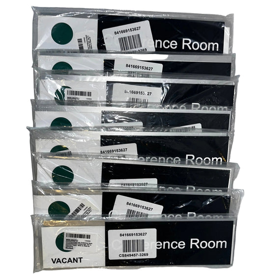 Lot of 8 - Conference Room Occupancy Signs Vacant/Occupied Sliding Door Signs