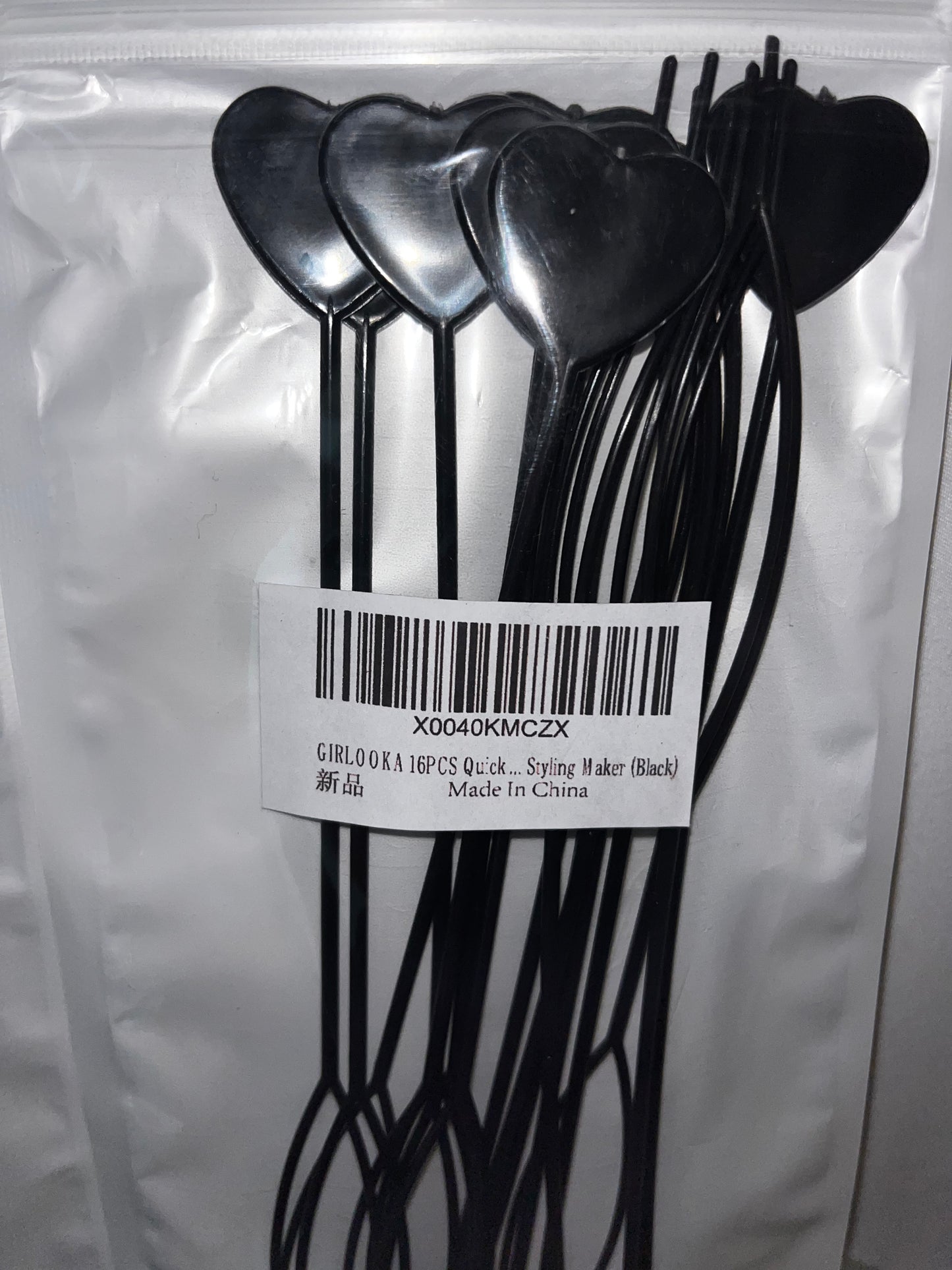 Lot of 10 - GIRLOOKA 16PCS Hair Styling Makers Black Heart Ponytail Tools by GIRLOOKA