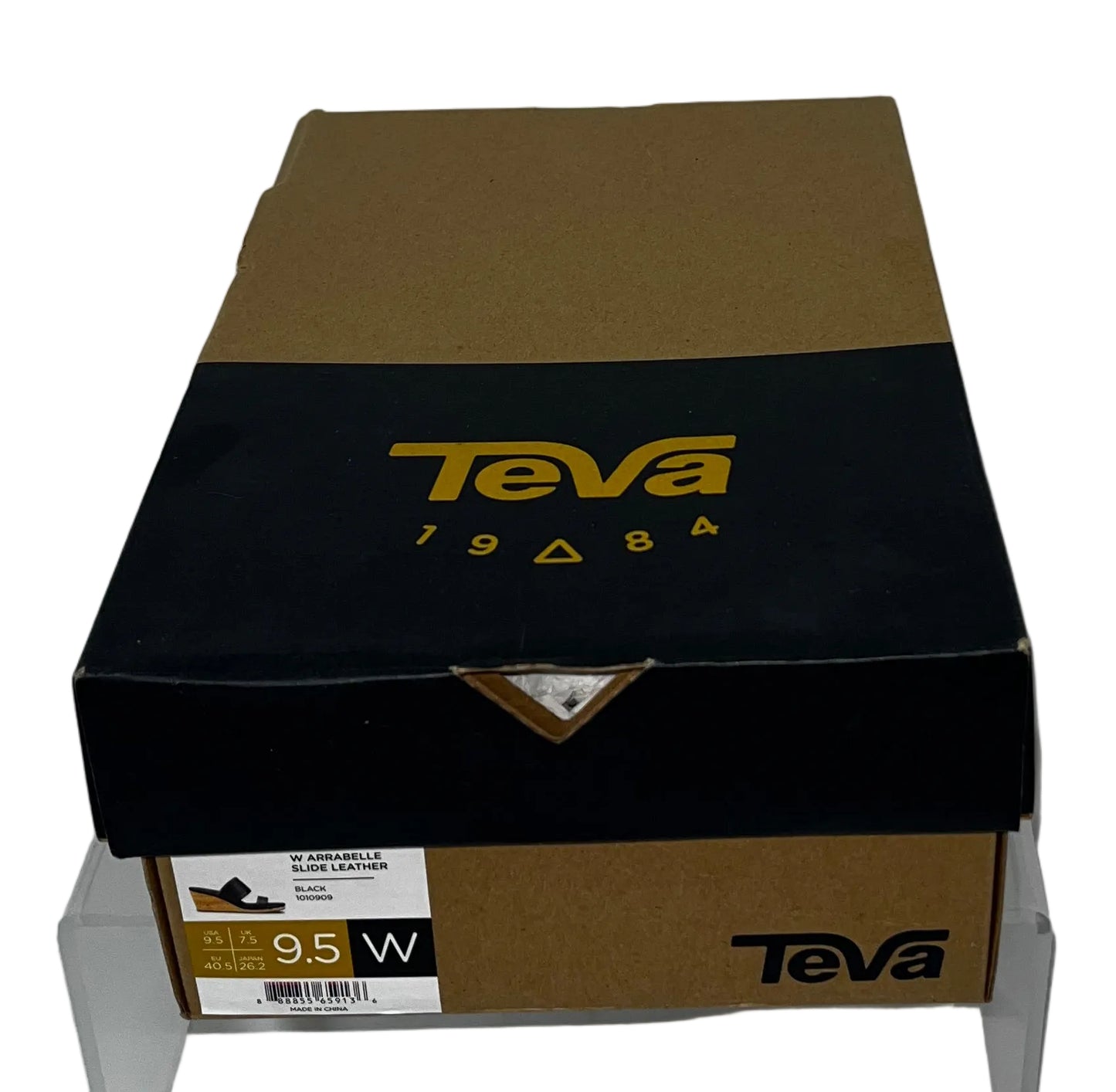 Teva Arrabelle Leather Wedge Slide Sandals Black Women's Size 9.5 Wide W New by Teva