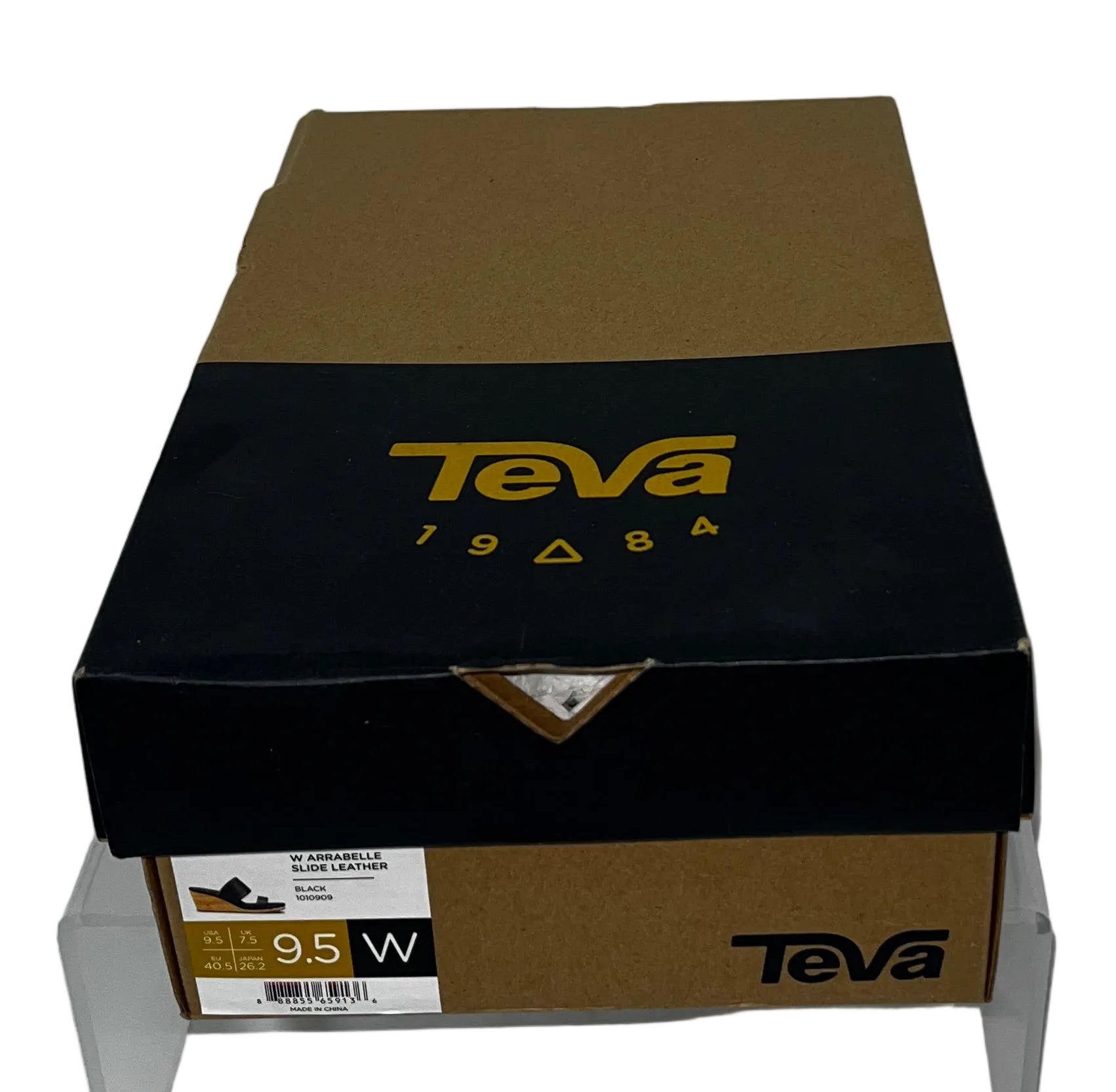 Teva Arrabelle Leather Wedge Slide Sandals Black Women's Size 9.5 Wide W New by Teva