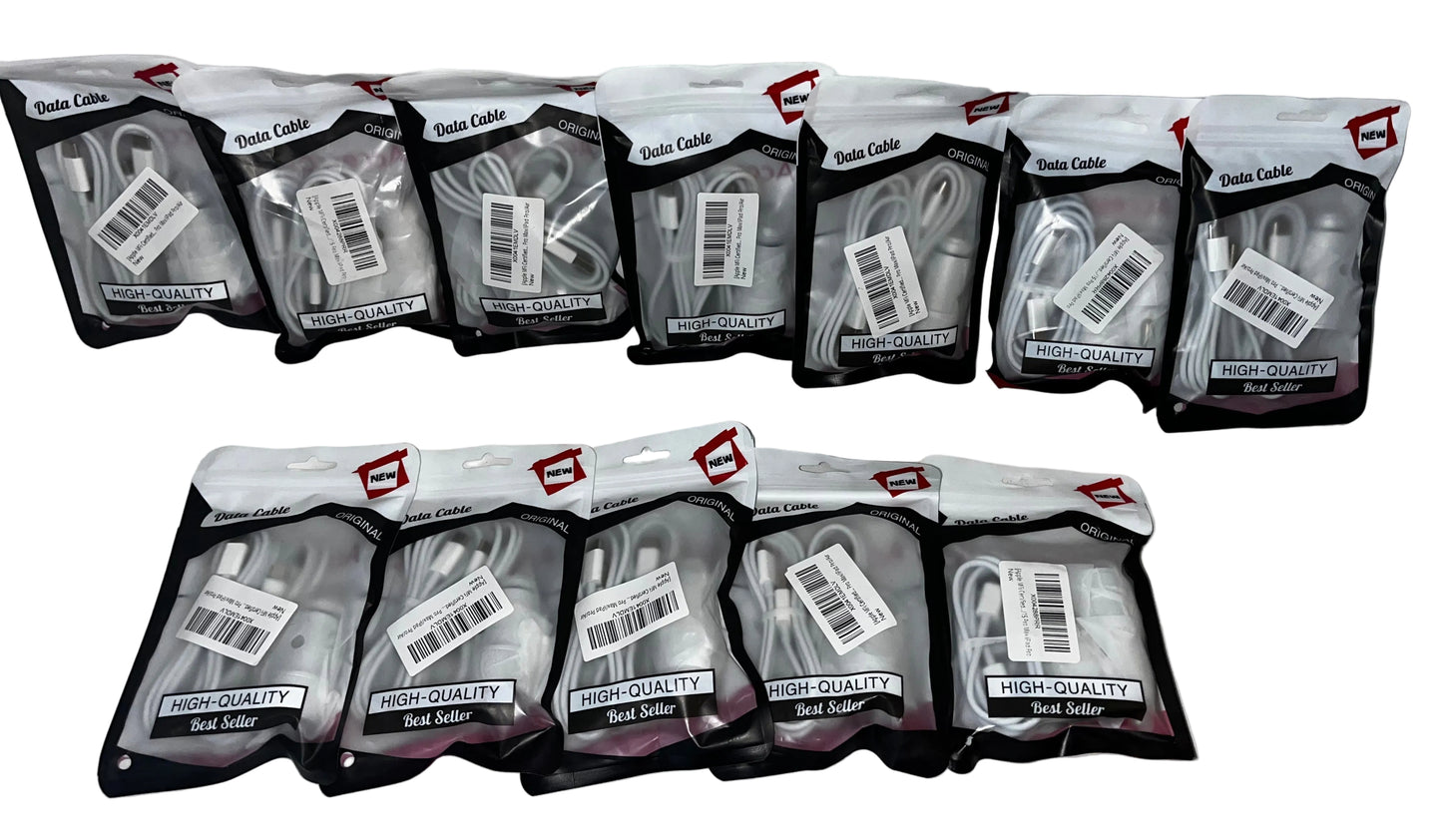 Lot of 12 - USB-C Charging Cables White Fast Charge Data Sync Cord Bundle