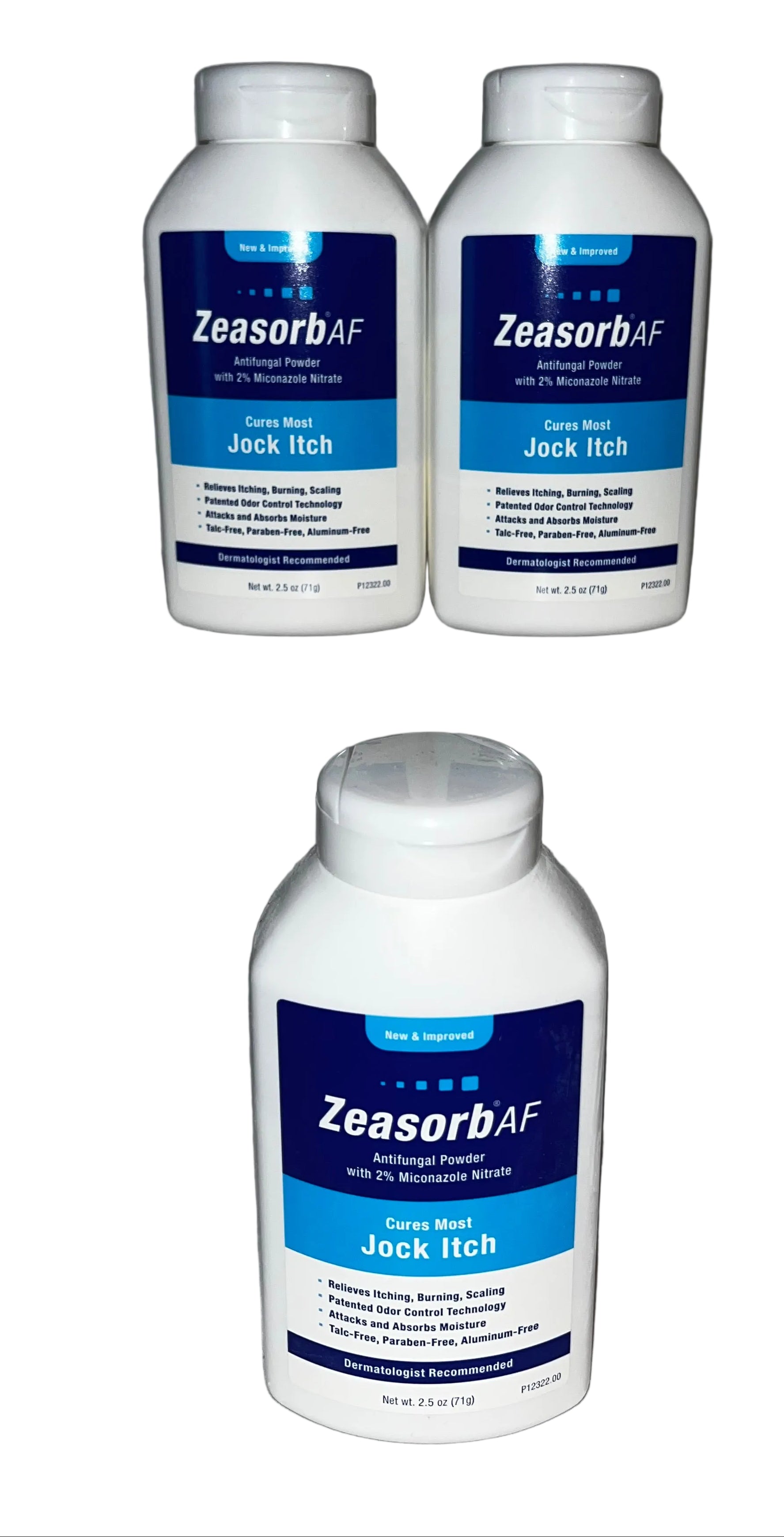 Pack of 3 - Zeasorb AF Antifungal Powder 2.5oz Jock Itch Relief by Zeasorb AF