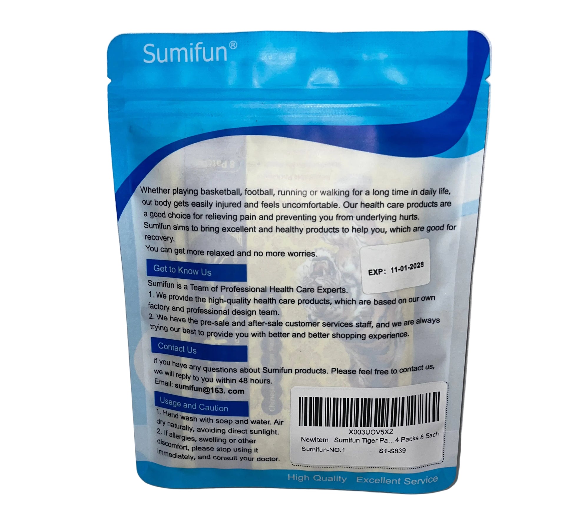 Lot of 6 - Sumifun Tiger Pain Relief Patches 5x8 Pack + 1x4 Pack New by Sumifun