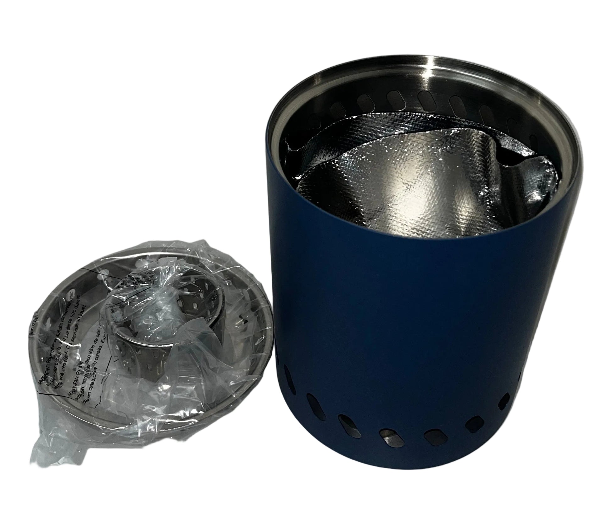 Portable Smokeless Pellet Fire Pit Stainless Steel Outdoor Camping Stove Blue