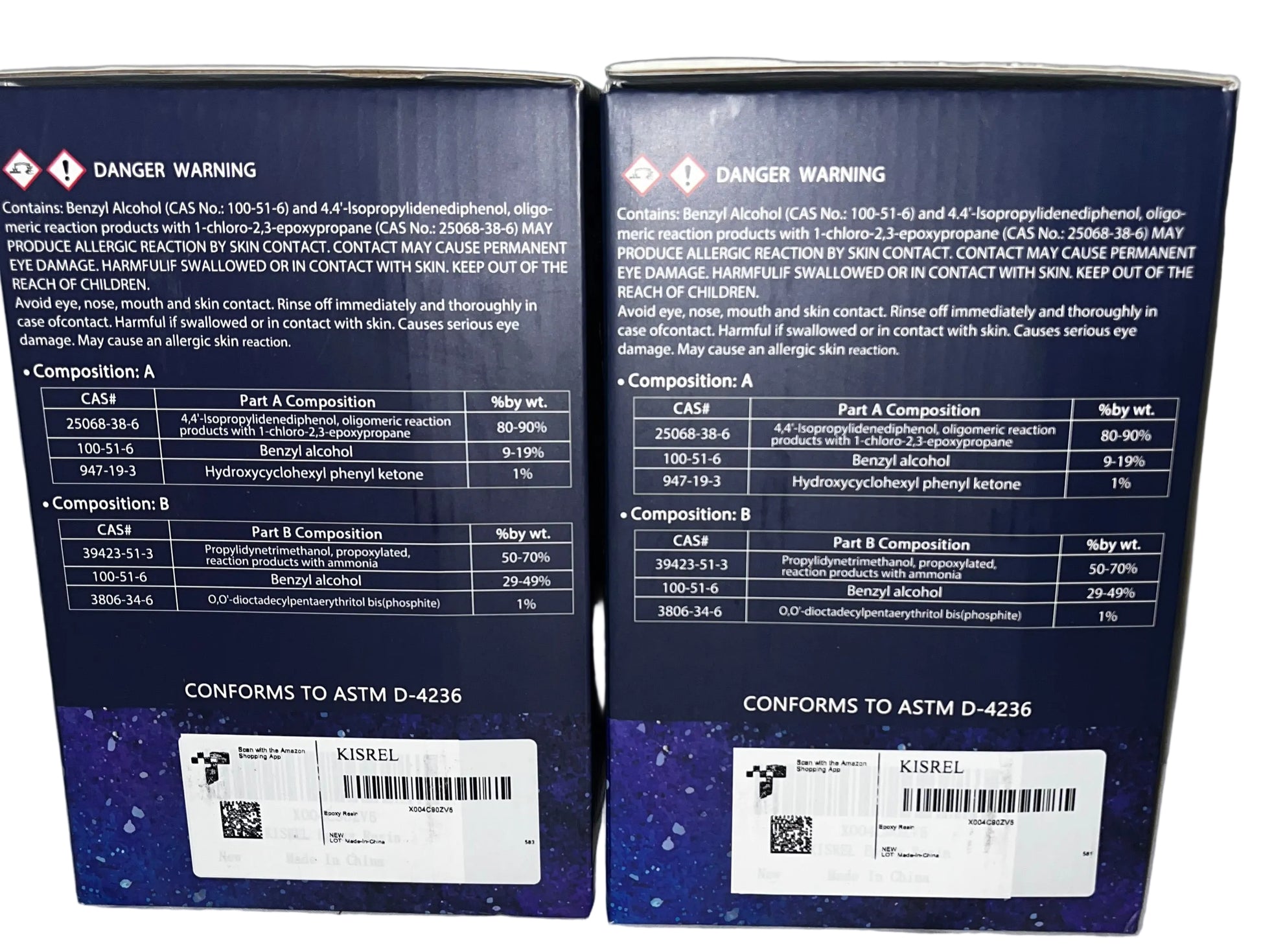 Lot of 2 - Kisrel Epoxy Resin Kits Crystal Clear Self Leveling 1:1 Mix by Kisrel