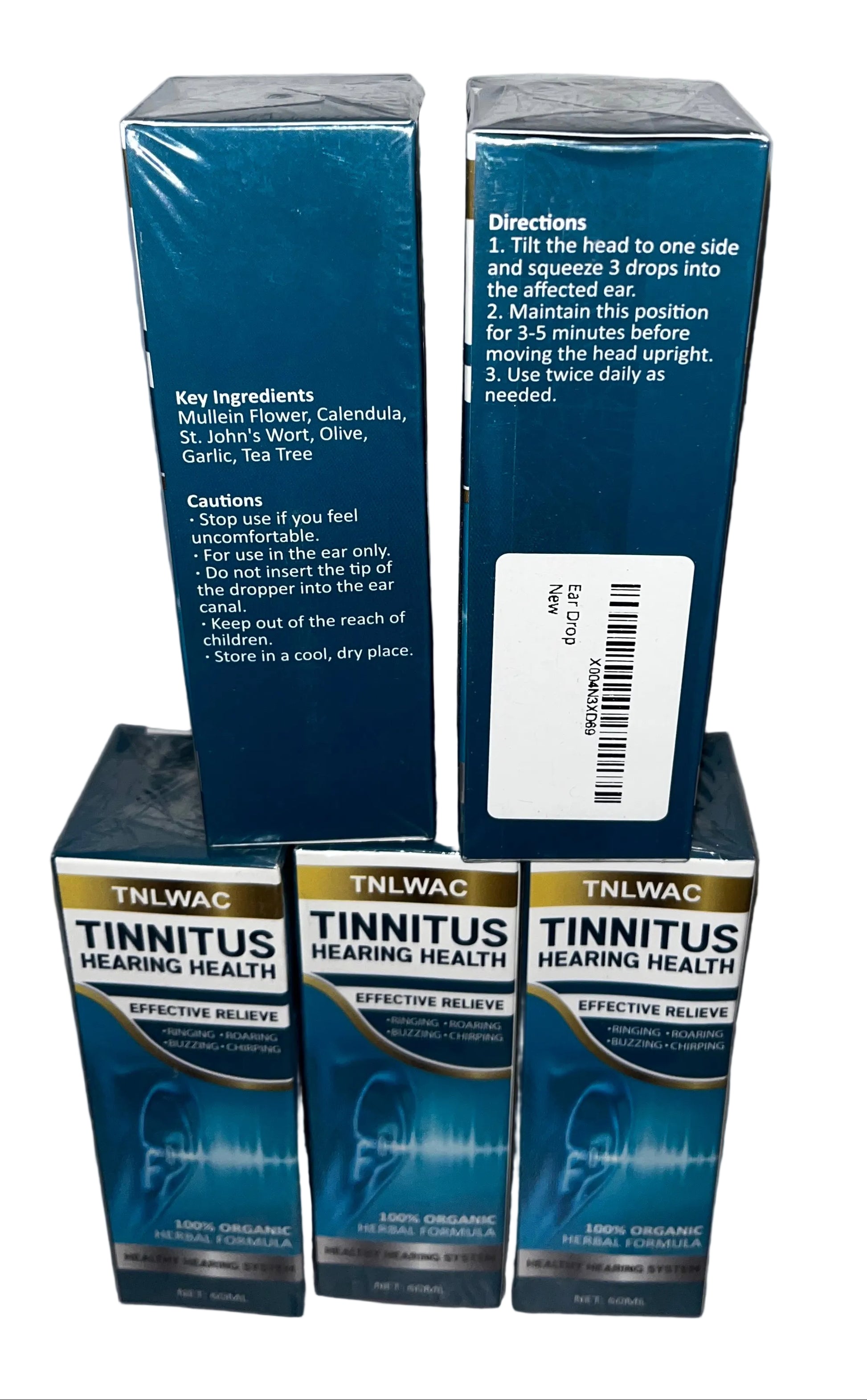 Lot of 5 - Tinnitus Hearing Health Ear Drops Herbal Formula 60ML by Tinnitus