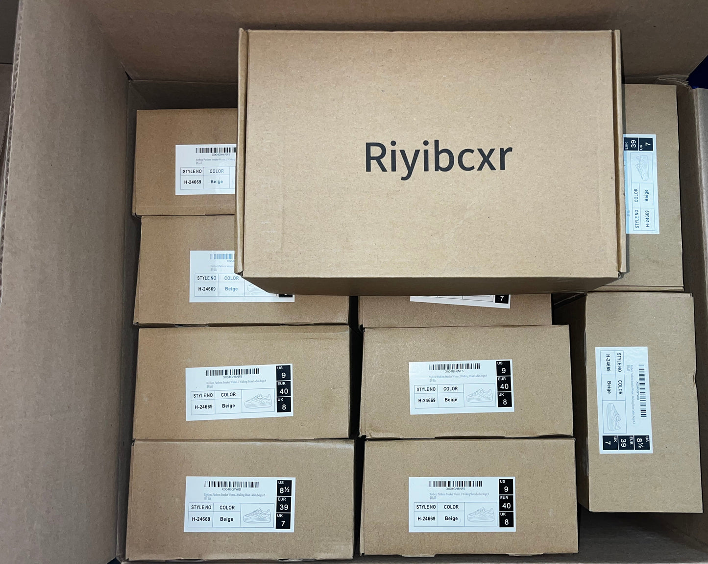 Lot of 10 - Riyibcxr Women's Beige Platform Sneakers Sizes 7-9 by Riyibcxr