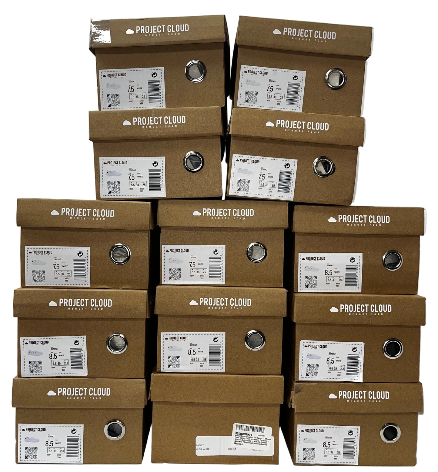 Lot of 13 - Project Cloud Women's White Memory Foam Boat Shoes Sizes 7.5 & 8.5 by Project Cloud