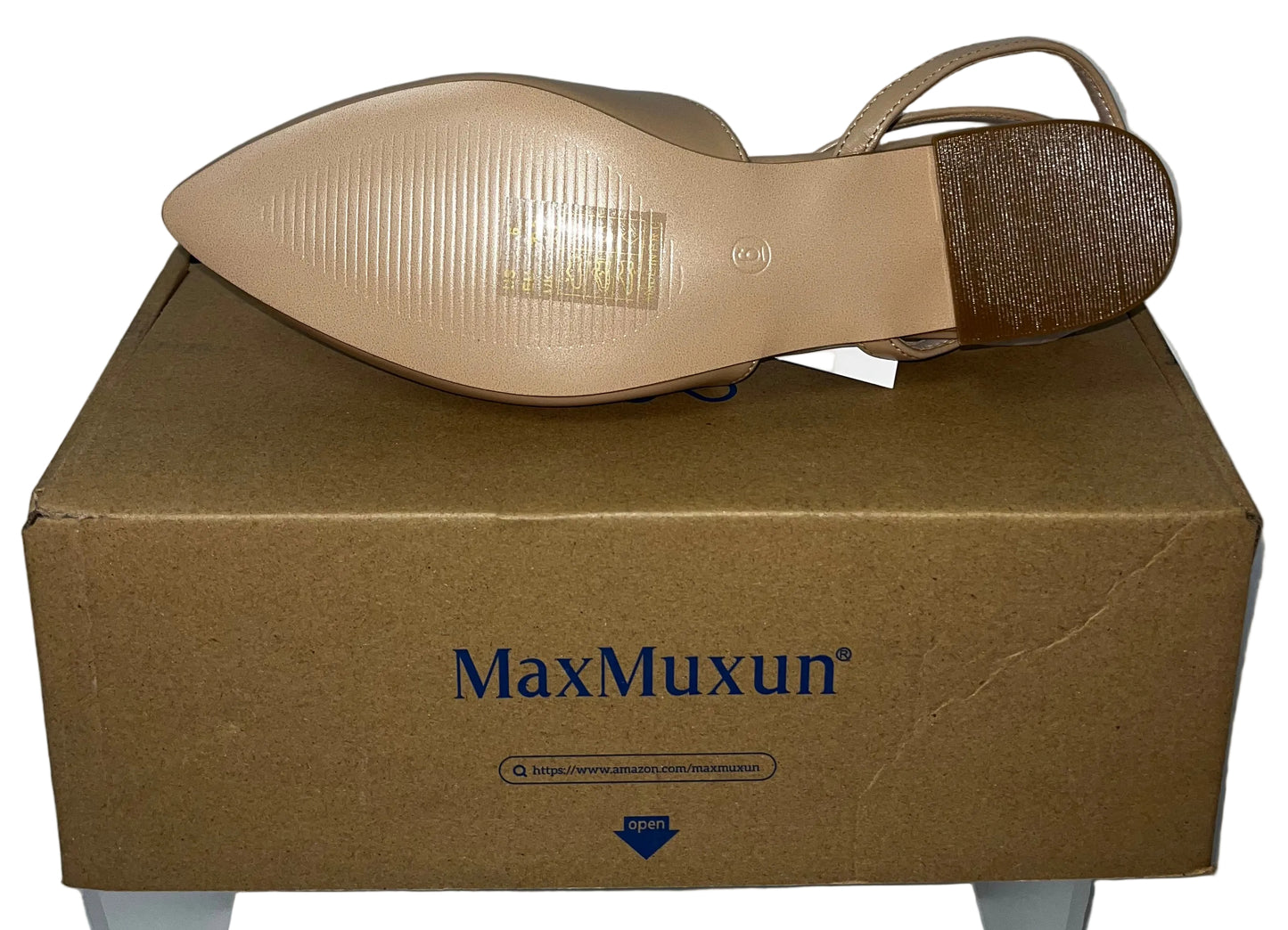 MaxMuxun Women's Nude Pointed-Toe Slingback Flats Size 6 by MaxMuxun