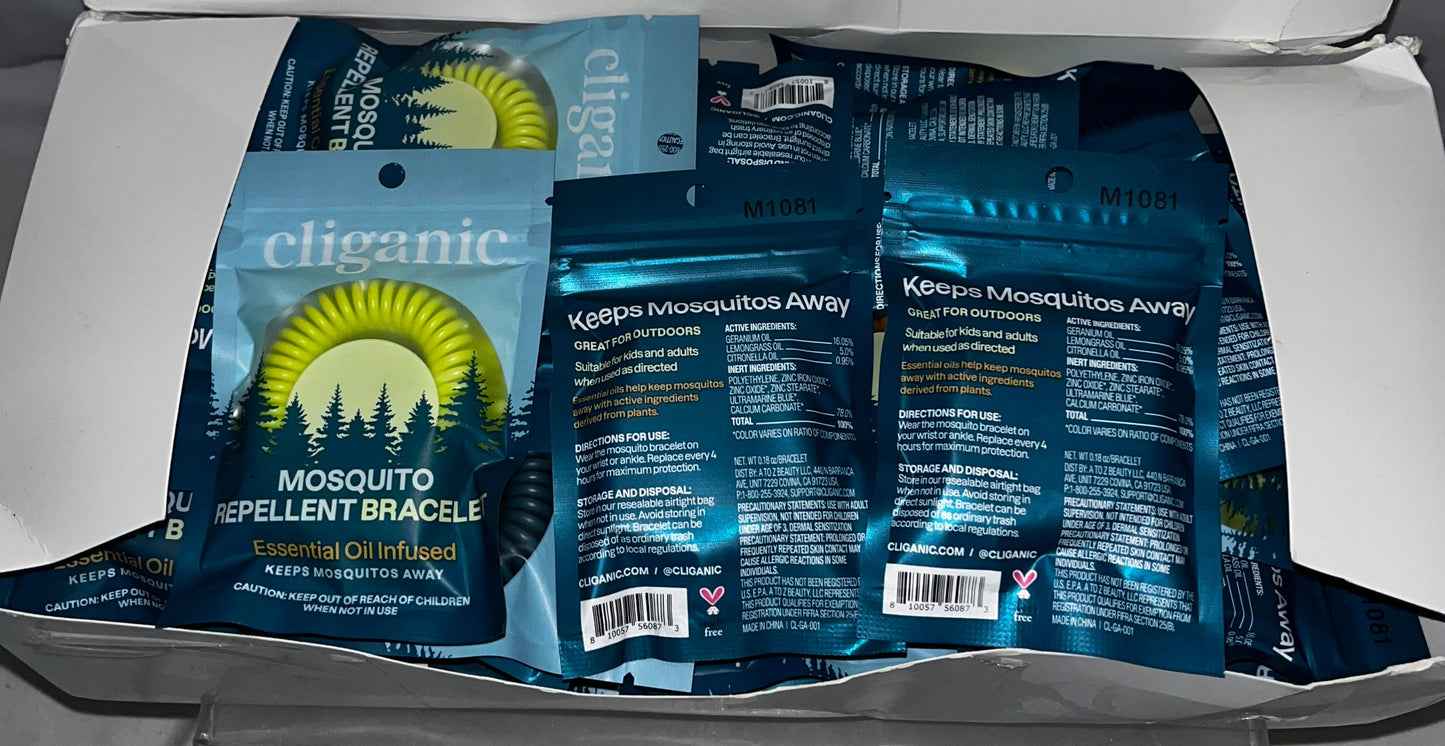 Pack of 50 Cliganic Mosquito Repellent Bracelets Essential Oil by Cliganic