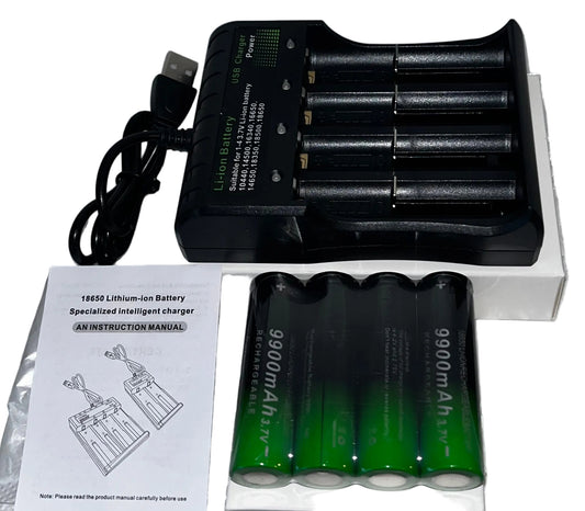 Lot of 4 - 18650 Battery Charger Kits w/ 4 Rechargeable Batteries