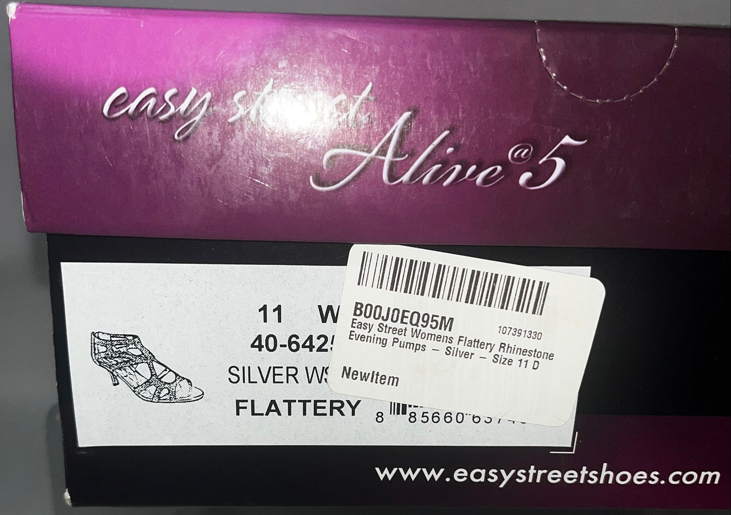 Easy Street Flattery Women's Silver Rhinestone Evening Pumps Size 11W Wide New by Easy Street