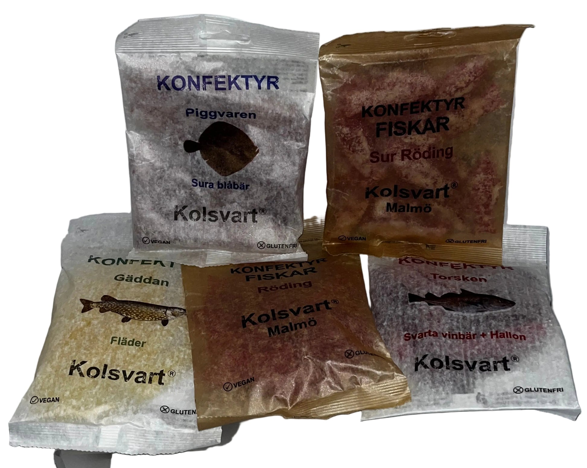 Lot of 2 - Kolsvart Swedish Fish Candy Packs 5 Bags Each Vegan Gummies by Kolsvart