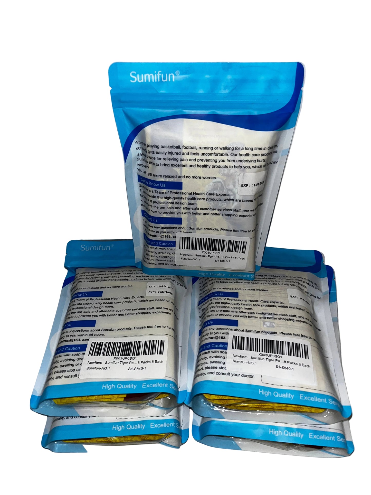 Lot of 6 - Sumifun Tiger Pain Relief Patches 5x8 Pack + 1x4 Pack New by Sumifun