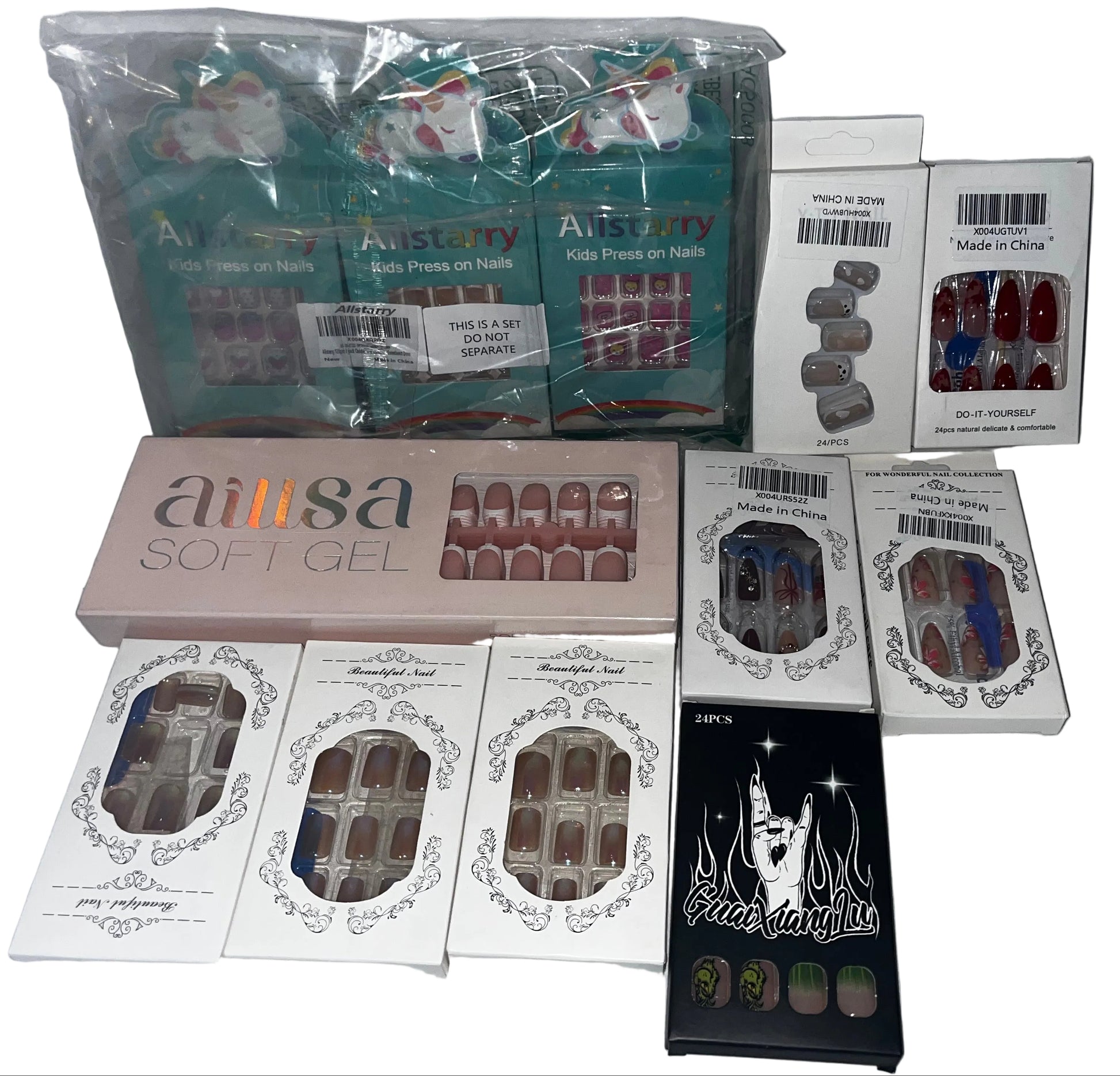 Mixed Lot of Press On Nails, Nail Art, Kids Gel French Tip Wholesale Bundle by Instant Mani