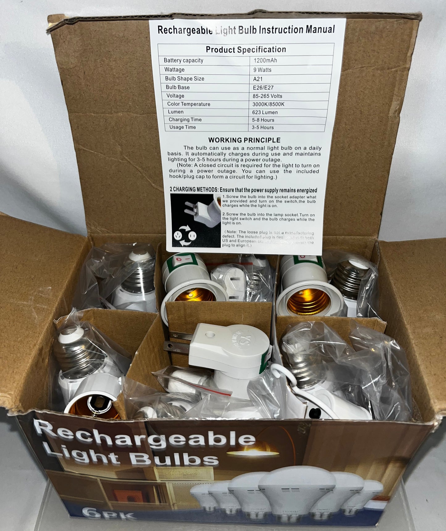 Pack of 6 - Ostwiki Rechargeable LED Light Bulbs 9W Emergency Backup by Ostwiki