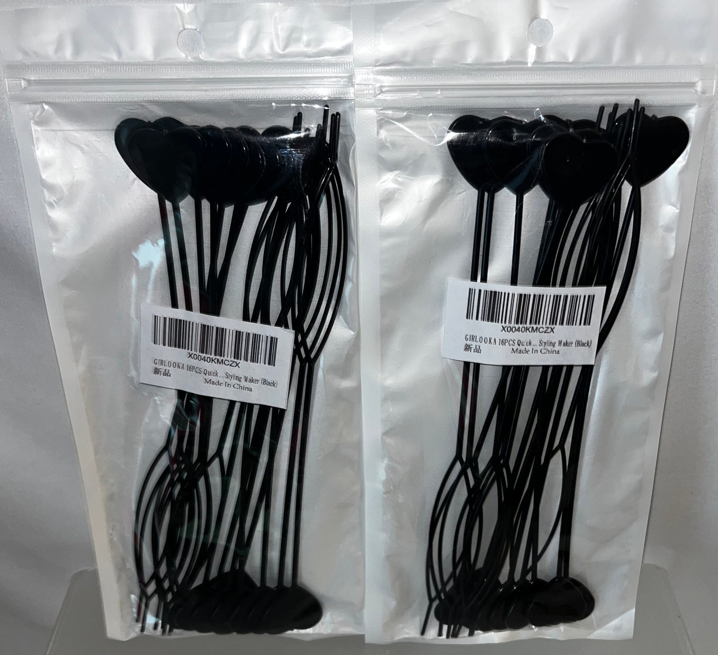 Lot of 10 - GIRLOOKA 16PCS Hair Styling Makers Black Heart Ponytail Tools by GIRLOOKA