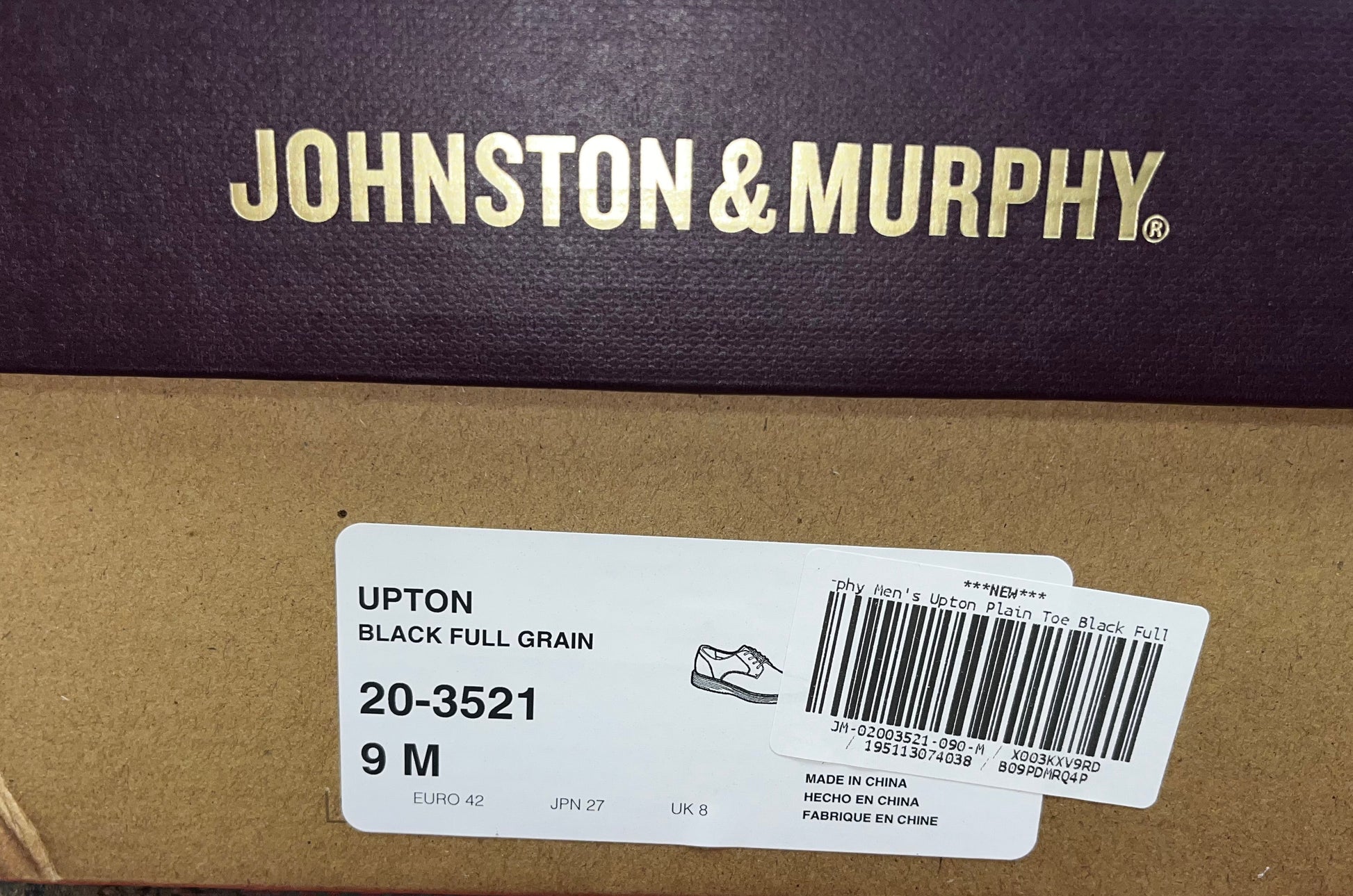 Johnston & Murphy Upton Plain Toe Black Leather Men's Shoes Size 9 M by Johnston & Murphy