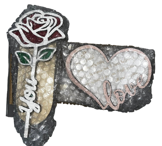 Lot of 2 - KINGNOW Valentine's Day Wooden Love & Rose Decor Signs by KINGNOW