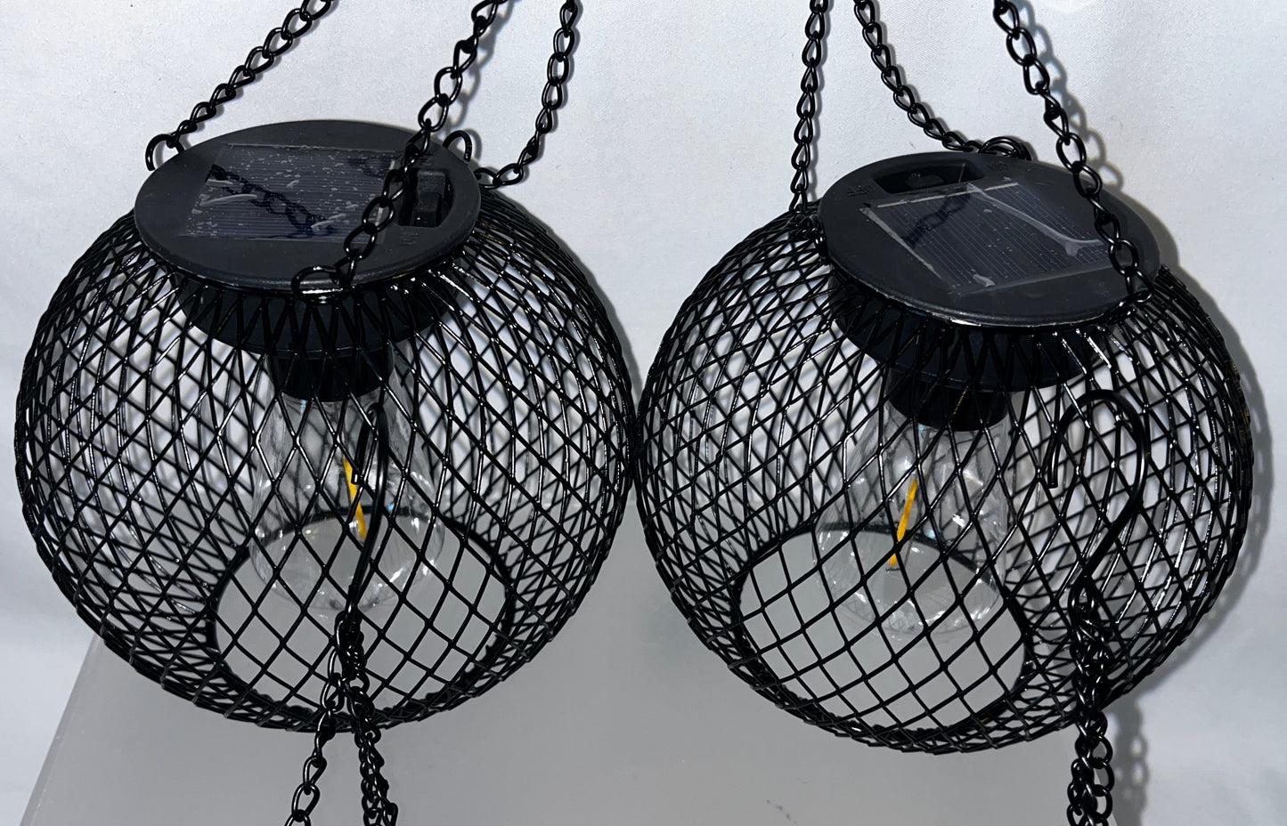 Lot of 2 - Solar Hanging Lantern Sets Outdoor LED Garden Lights 2 Pack