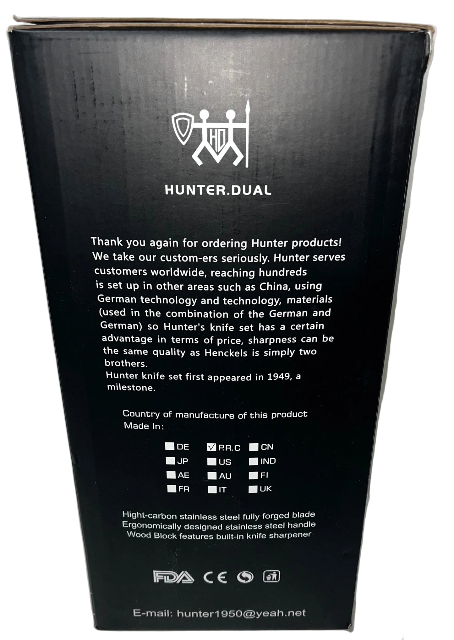 Hunter.Dual 19-Piece Kitchen Knife Set with Block & Sharpener Black by Hunter.Dual