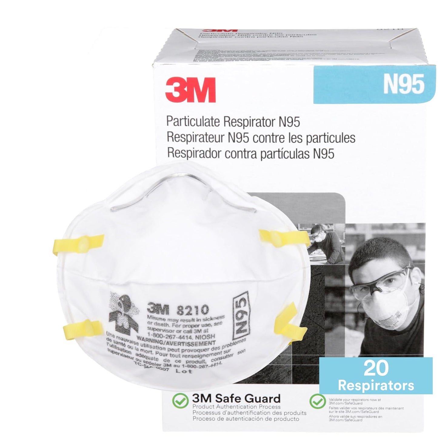 Lot of 6 - 3M 8210 N95 Particulate Respirator 20ct Retail Boxes