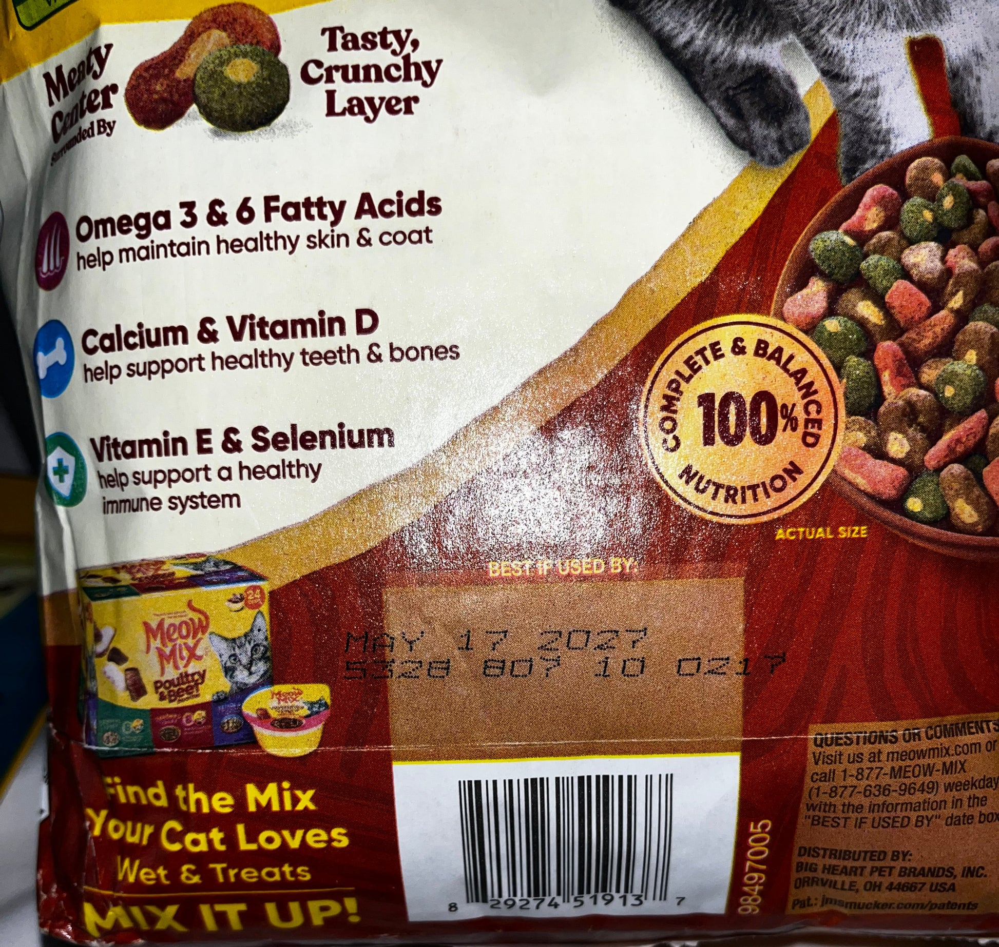 Lot of 5 - Mixed Meow Mix Cat Food & Treats Original Choice Tender Centers by Meow Mix