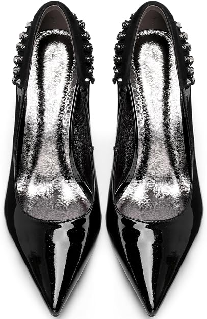 TDD Women's Black Pointed Toe Rhinestone Block Heel Pumps New in Box by TDD Fashion Shoes