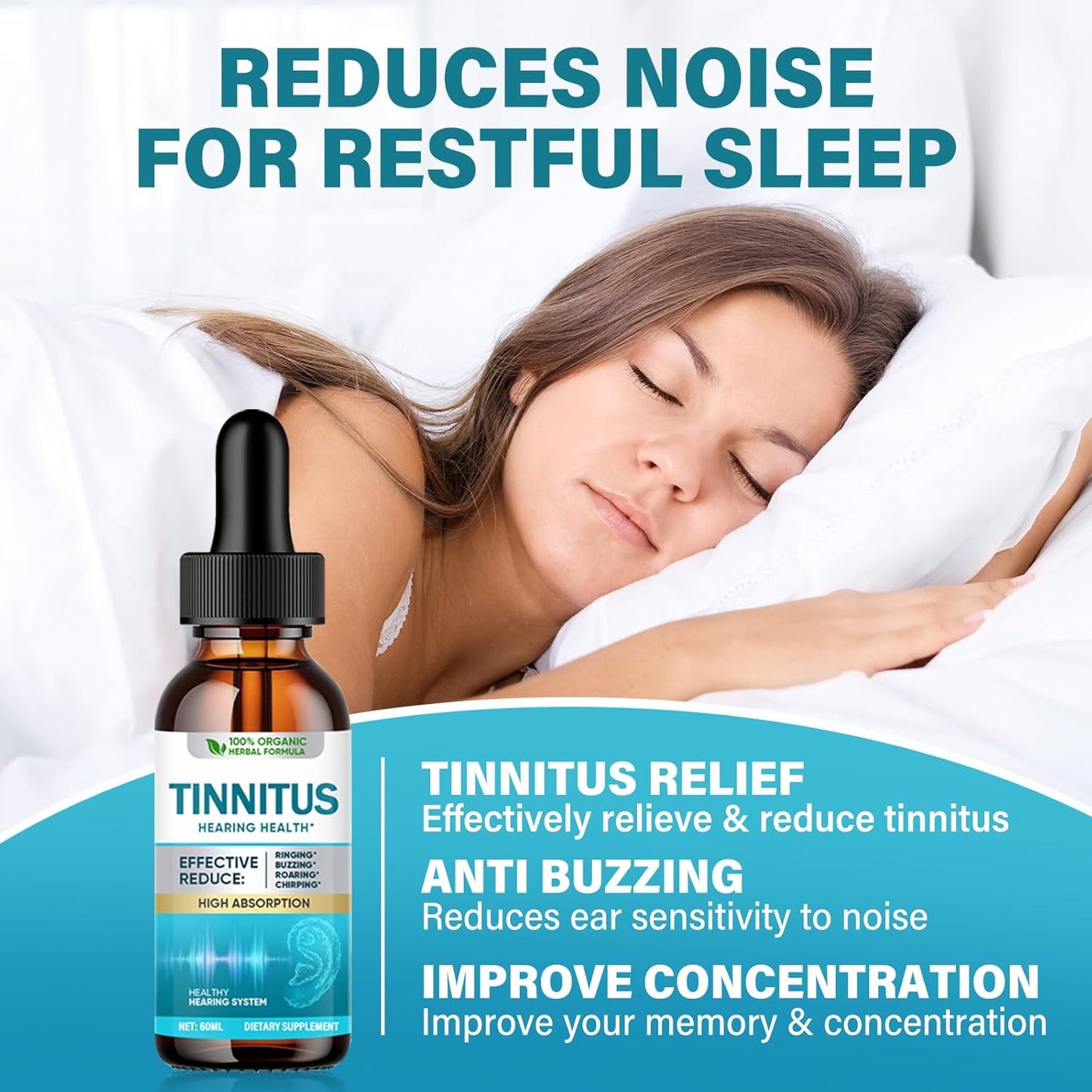 Lot of 5 - Tinnitus Hearing Health Ear Drops Herbal Formula 60ML by Tinnitus