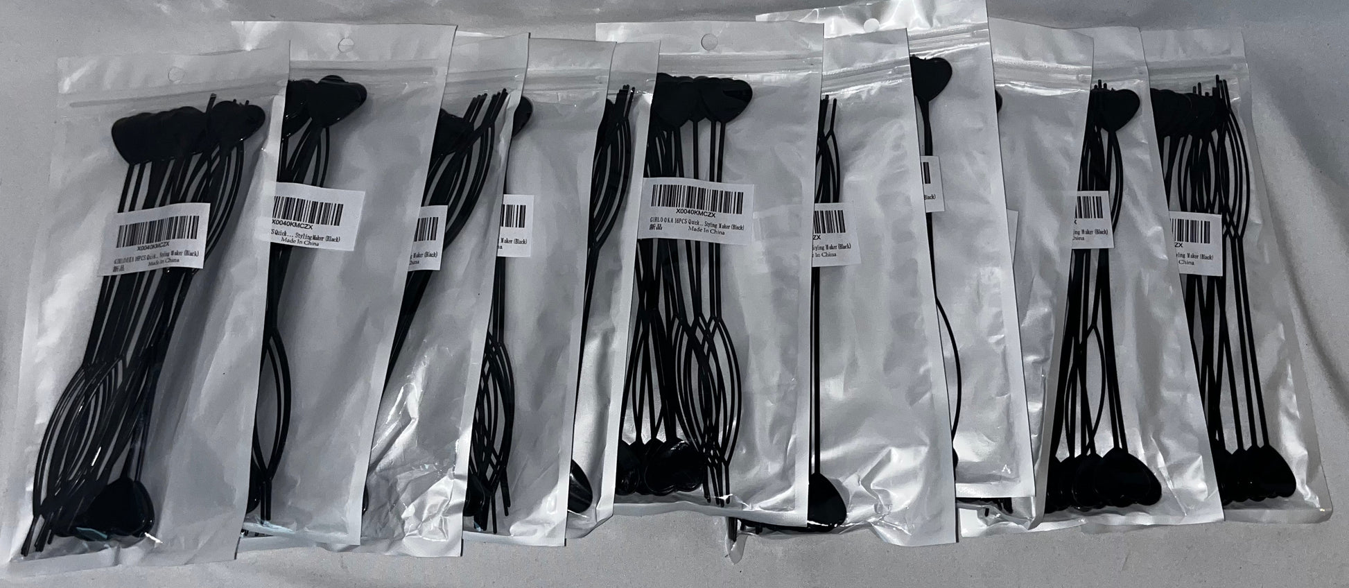 Lot of 10 - GIRLOOKA 16PCS Hair Styling Makers Black Heart Ponytail Tools by GIRLOOKA