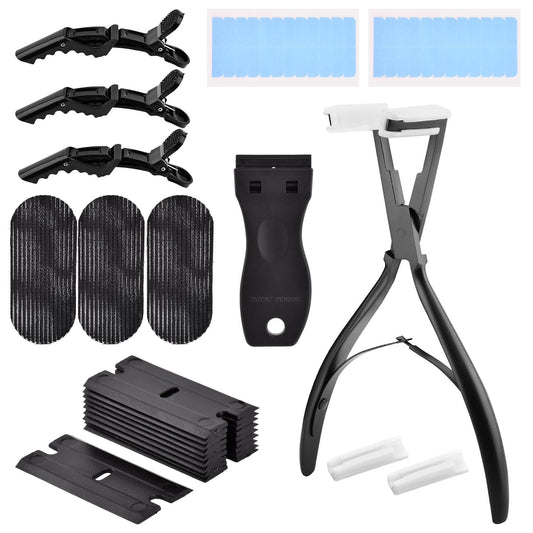 Hair Extension Tool Kit Rainbow Pliers Set w/ Clips Needles Tape Remover Holder by Gomake