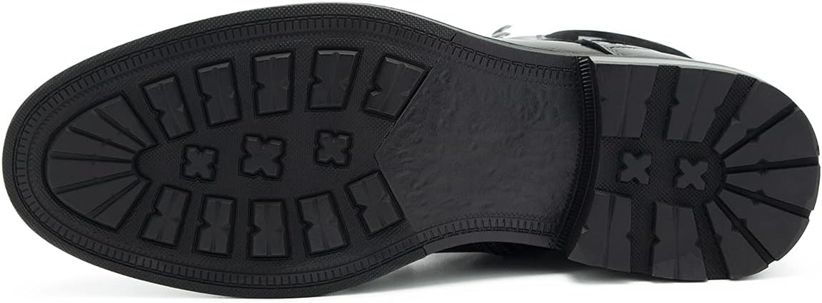 Temeshu Men's Black Cap Toe Combat Boots Lace Up Side Zip Ankle Boots Size 12 NIB by Temeshu