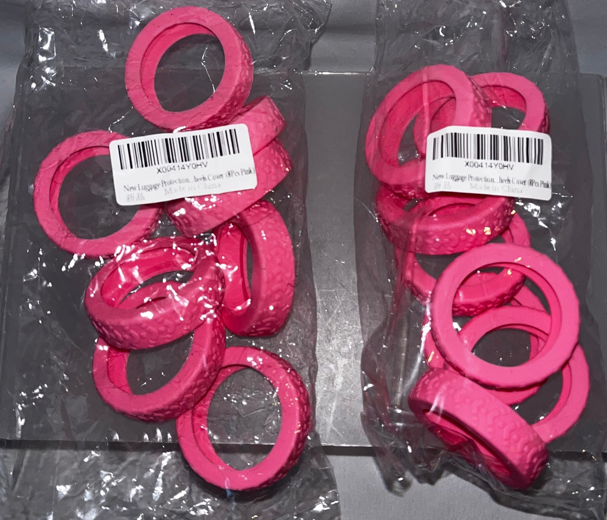 Lot of 2 - 8 Pack Pink Silicone Luggage Wheel Covers