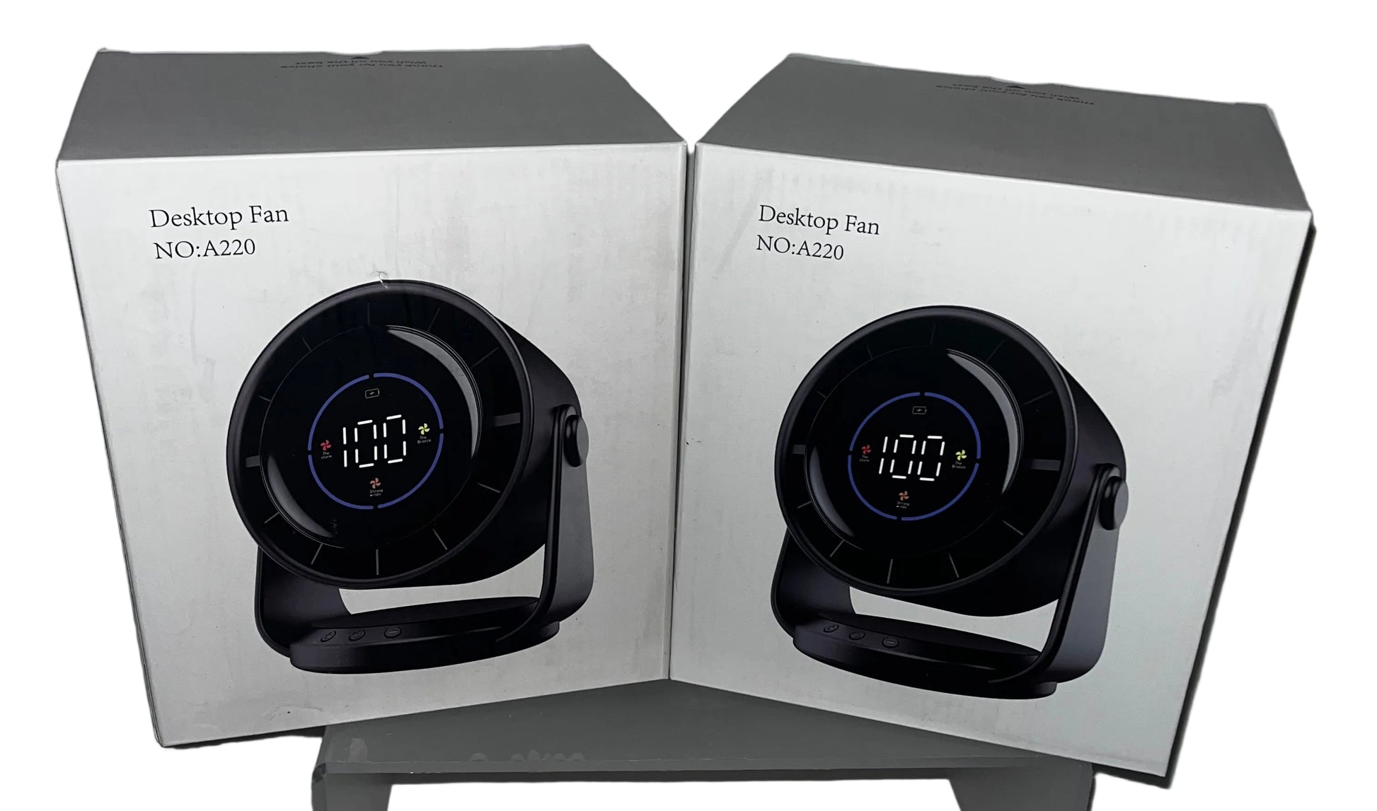 Lot of 8 - A220 Desktop Fans USB Rechargeable Personal Cooling Fan Digital Display