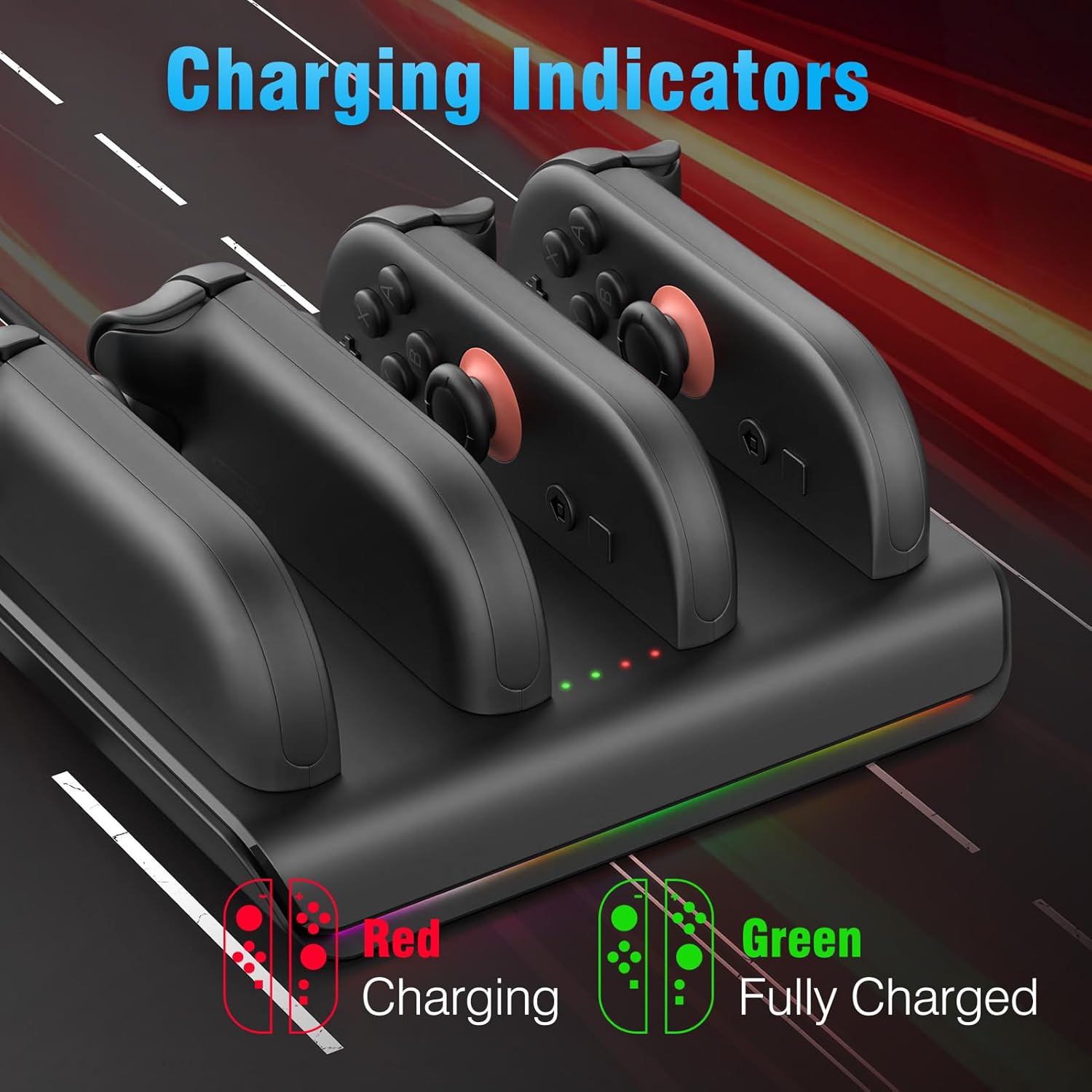 Lot of 4 - Nintendo Switch 2 Joy Con Charging Station Dock RGB USB-C by Uberwith